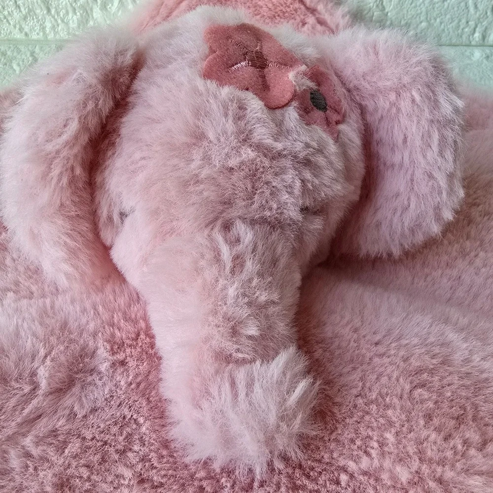 Parent's‎ Choice Elephant Plush Security Blanket Baby Pink Floral Lovey 12x12